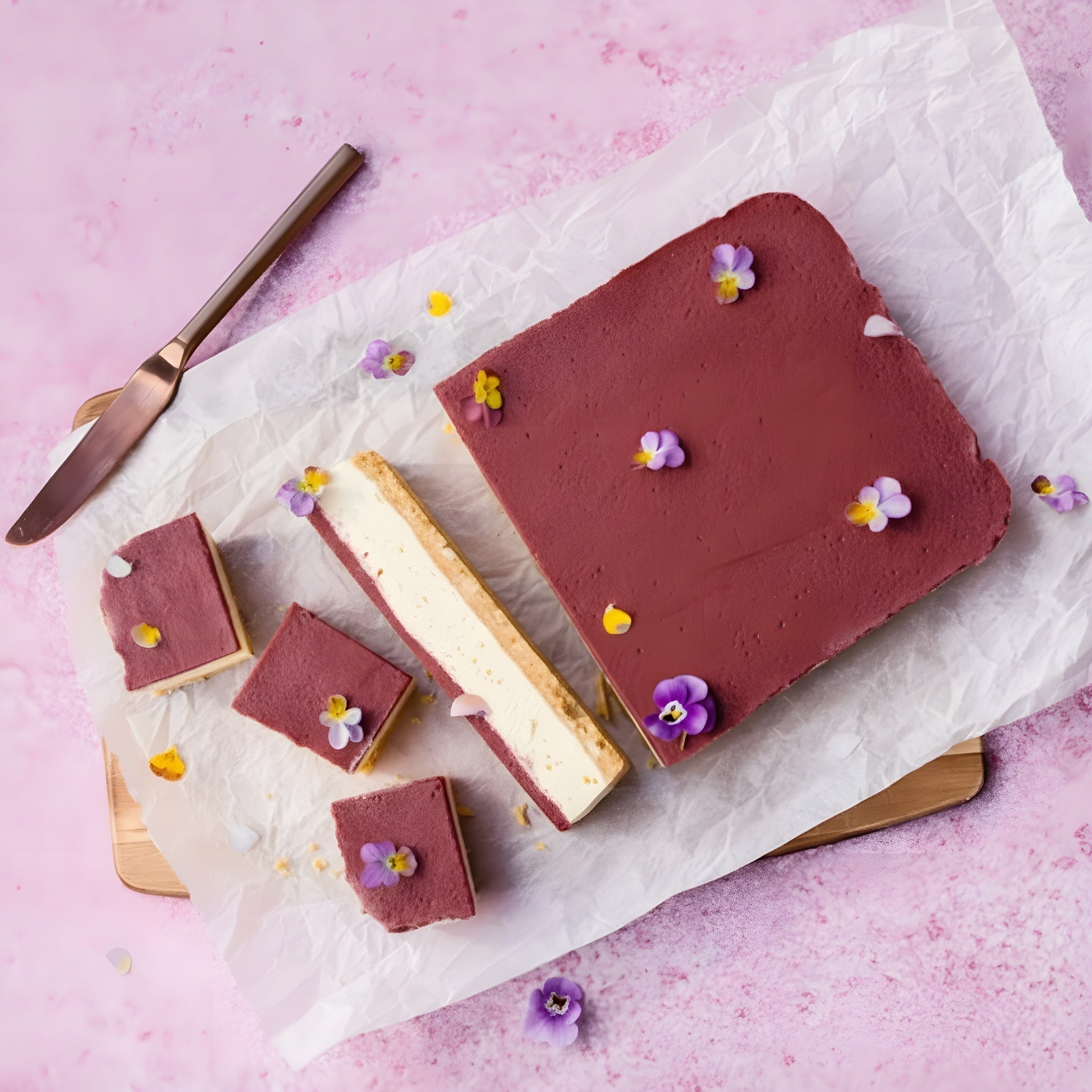 Queen Garnet Plum & White Chocolate Cheesecake